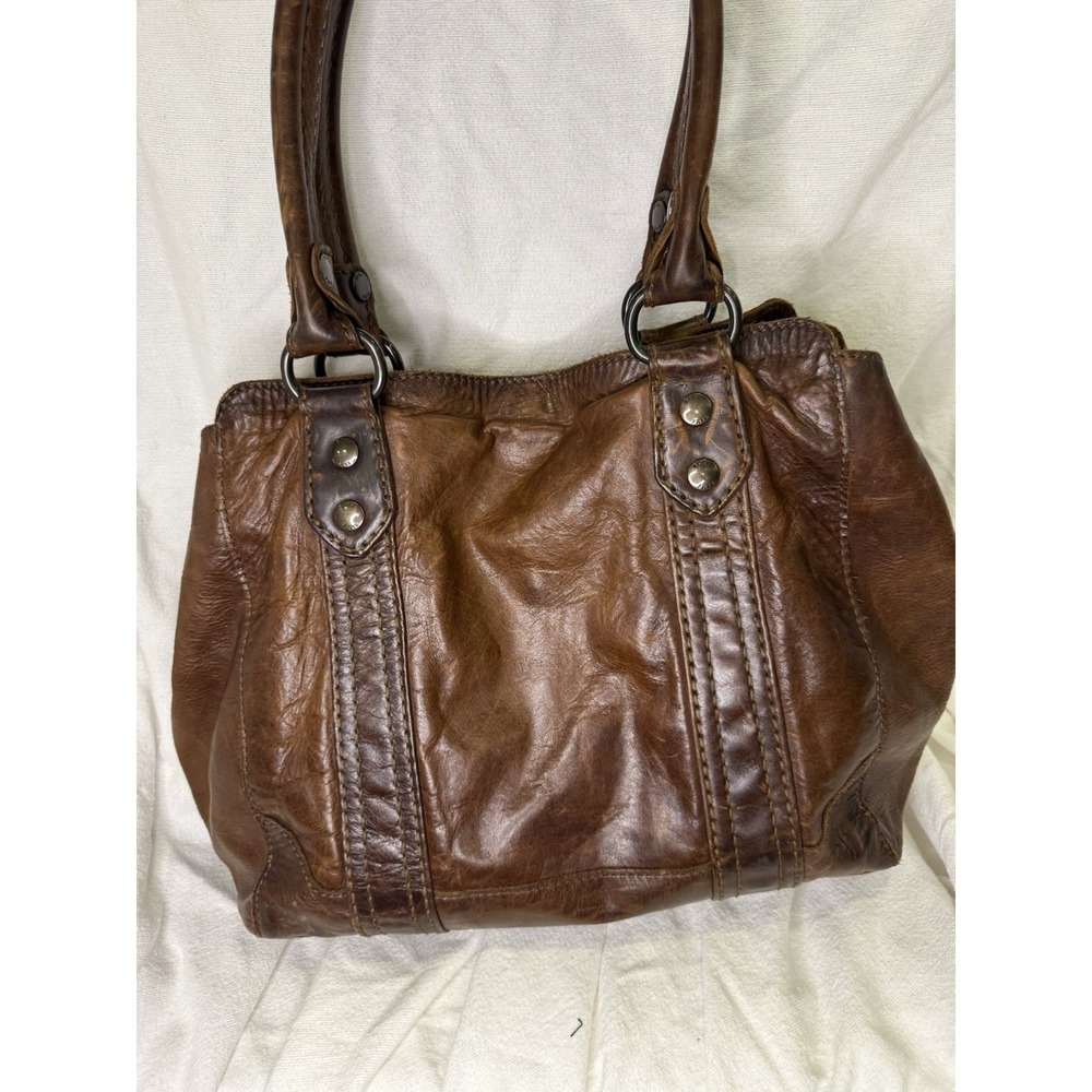 Frye Melissa leather tote dark brown handbag